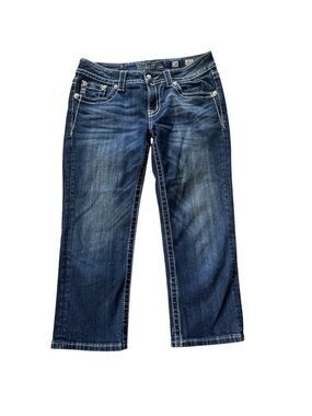 Miss Me Cuffed Capri Jeans Womens 28 JP5668p Embroidered Bling Stretch Denim